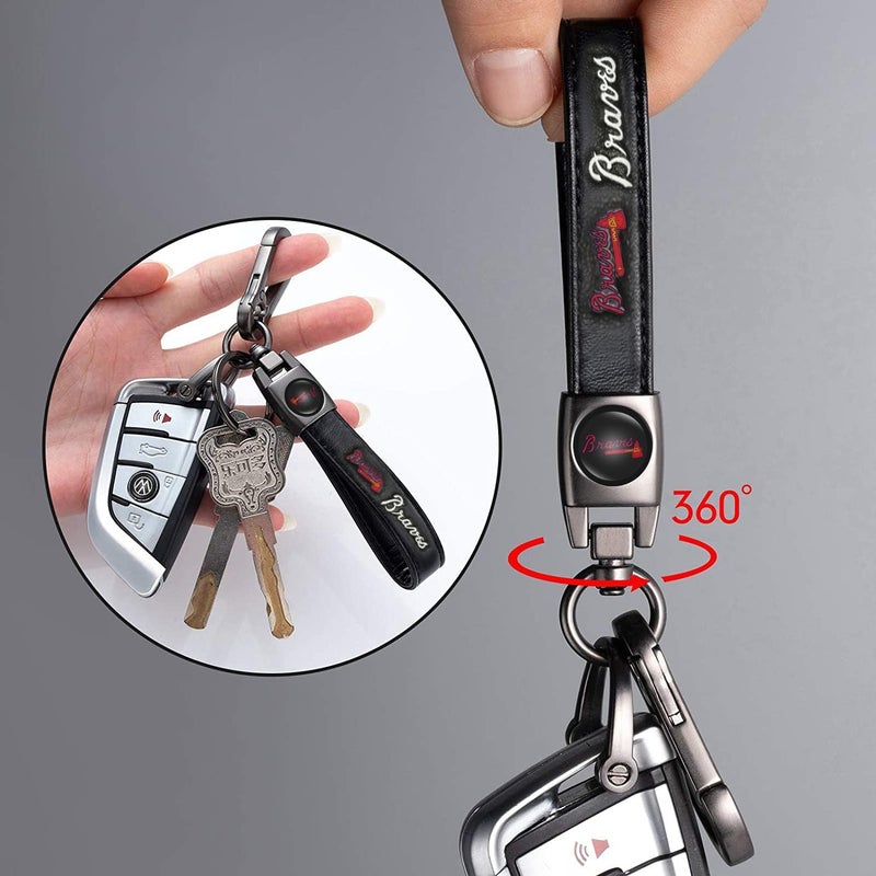 Kaleduo Leather Keychain for Baseball Fans,Car Keyring Replacement Key Fob Holder,Souvenir Gifts for Men Women - Image 3
